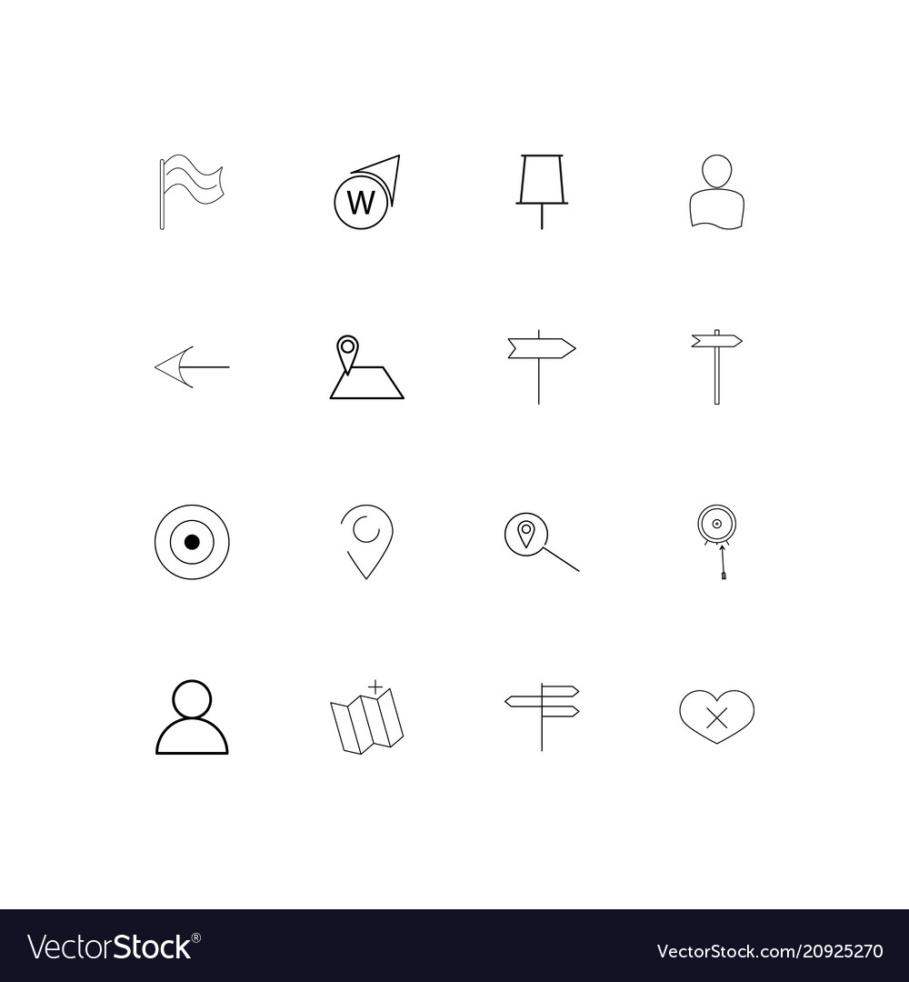 Maps and navigation linear thin icons set