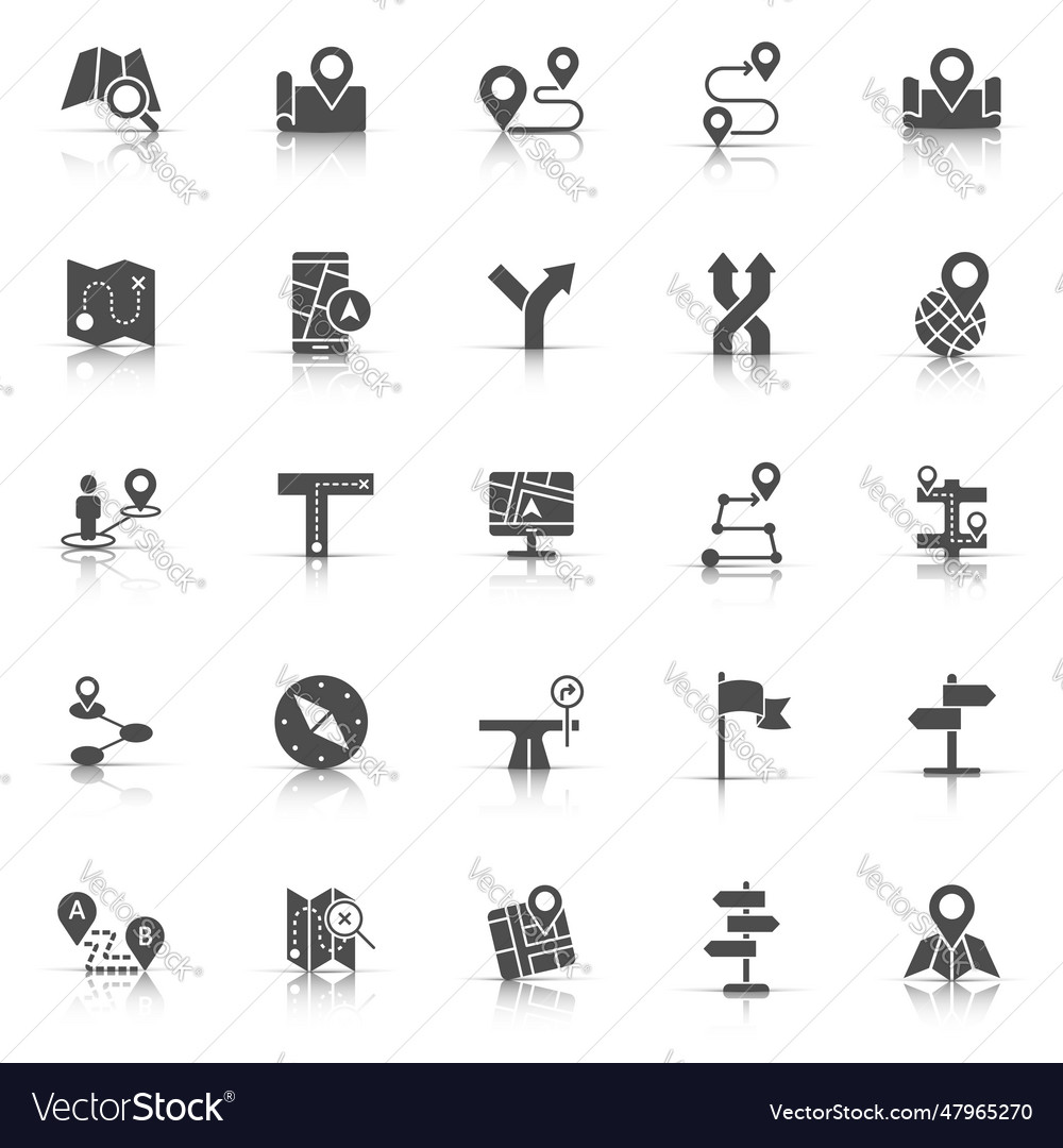 Navigation icon set in flat style gps direction vector image Navigation icon set in flat style gps direction