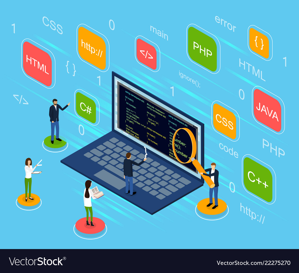 Programmer and engineering concept 3d isometric vector image Programmer and engineering concept 3d isometric