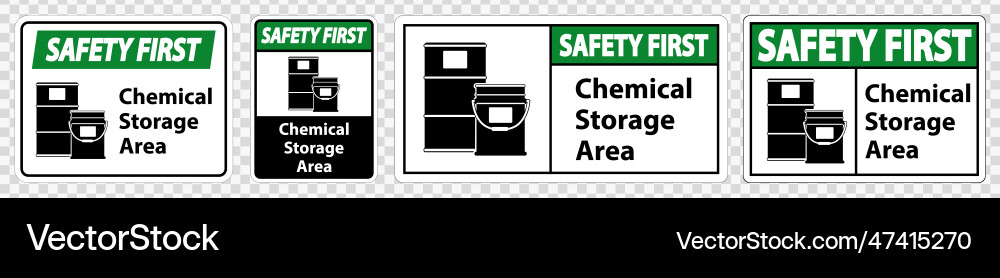Safety first chemical storage symbol sign isolate Vector Image