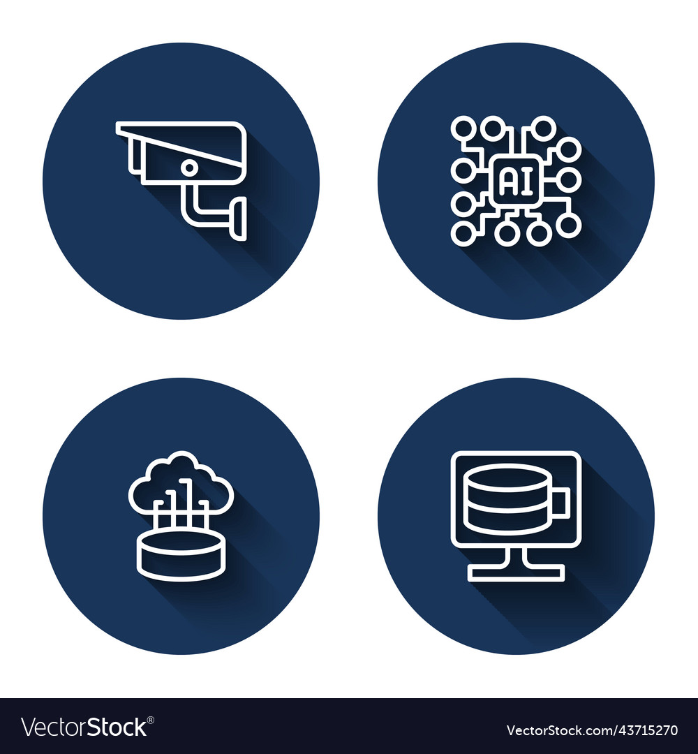 Set line security camera neural network vector image Set line security camera neural network