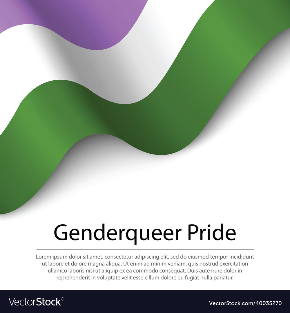 Waving flag of genderqueer pride on white