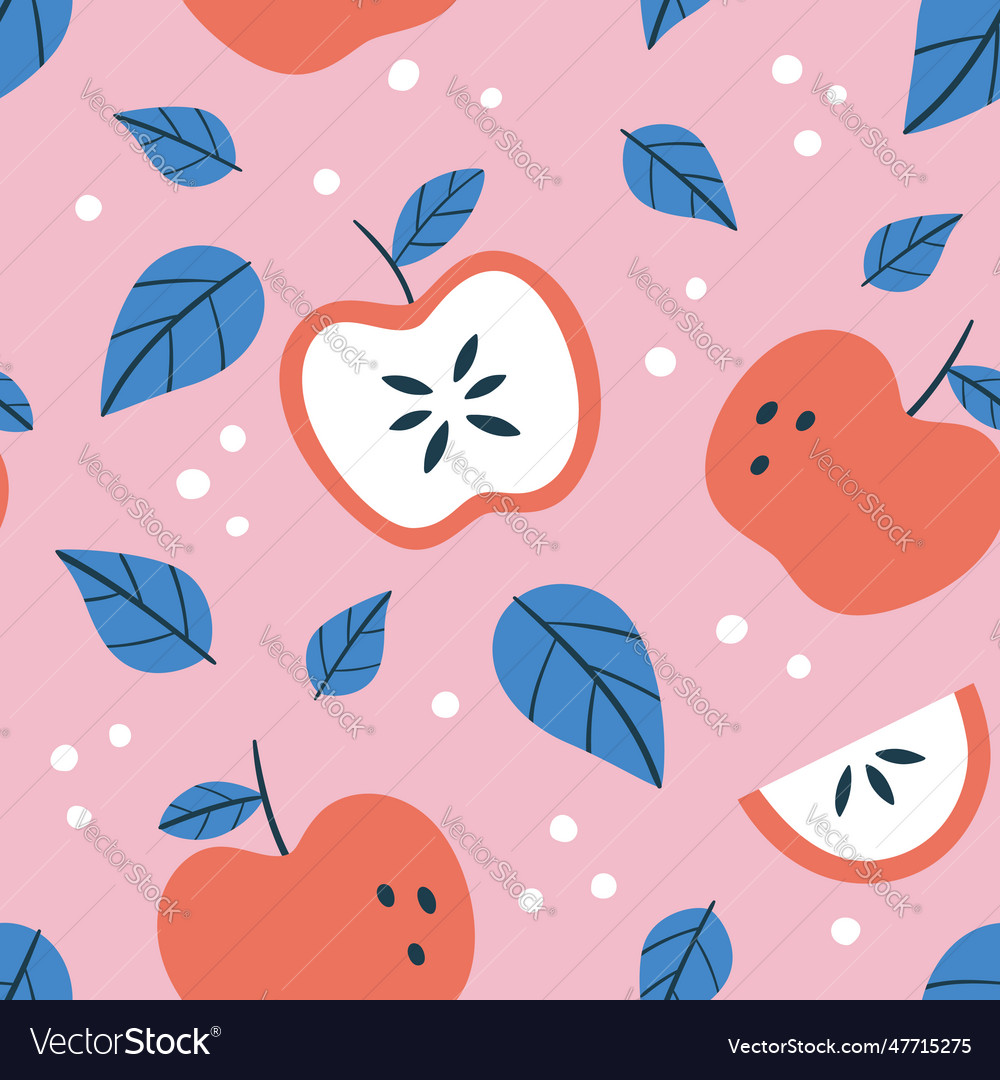 Apple Fruit Seamless Pattern Royalty Free Vector Image