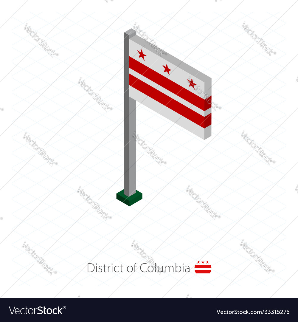 District columbia us state flag on flagpole