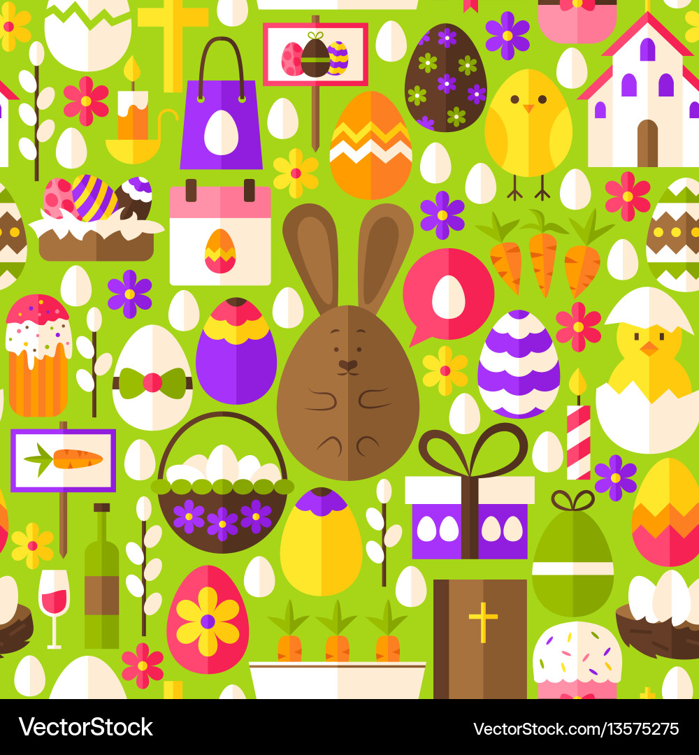 Green easter seamless pattern Royalty Free Vector Image