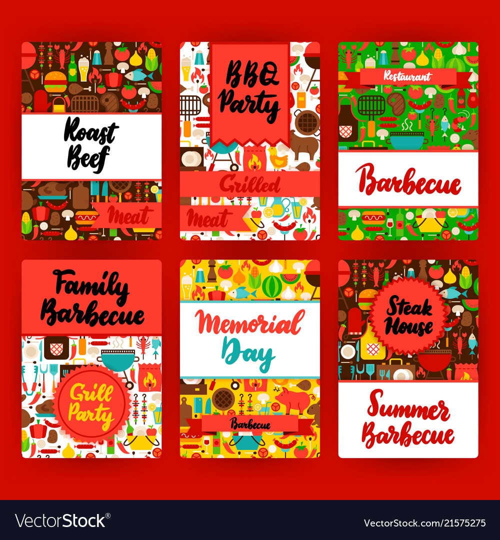 grill invitation template set royalty free vector image