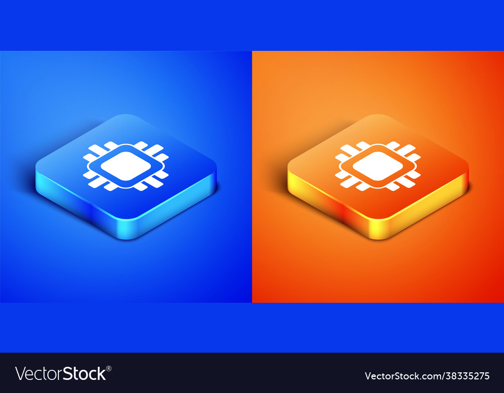 Isometric computer processor with microcircuits vector image Isometric computer processor with microcircuits