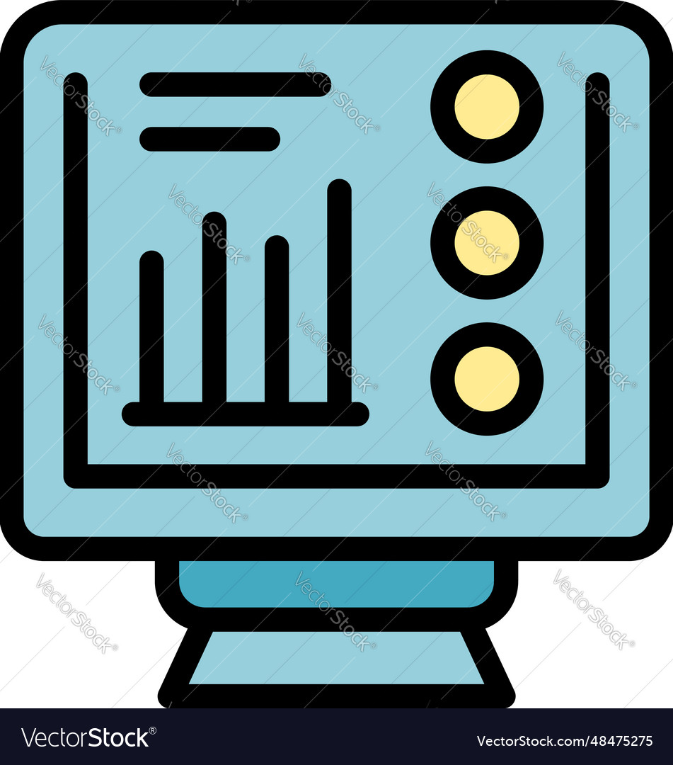 Monitor service icon flat Royalty Free Vector Image