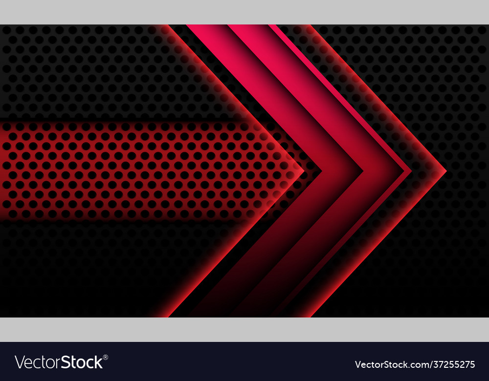 Red Metallic Arrow on Mesh Background