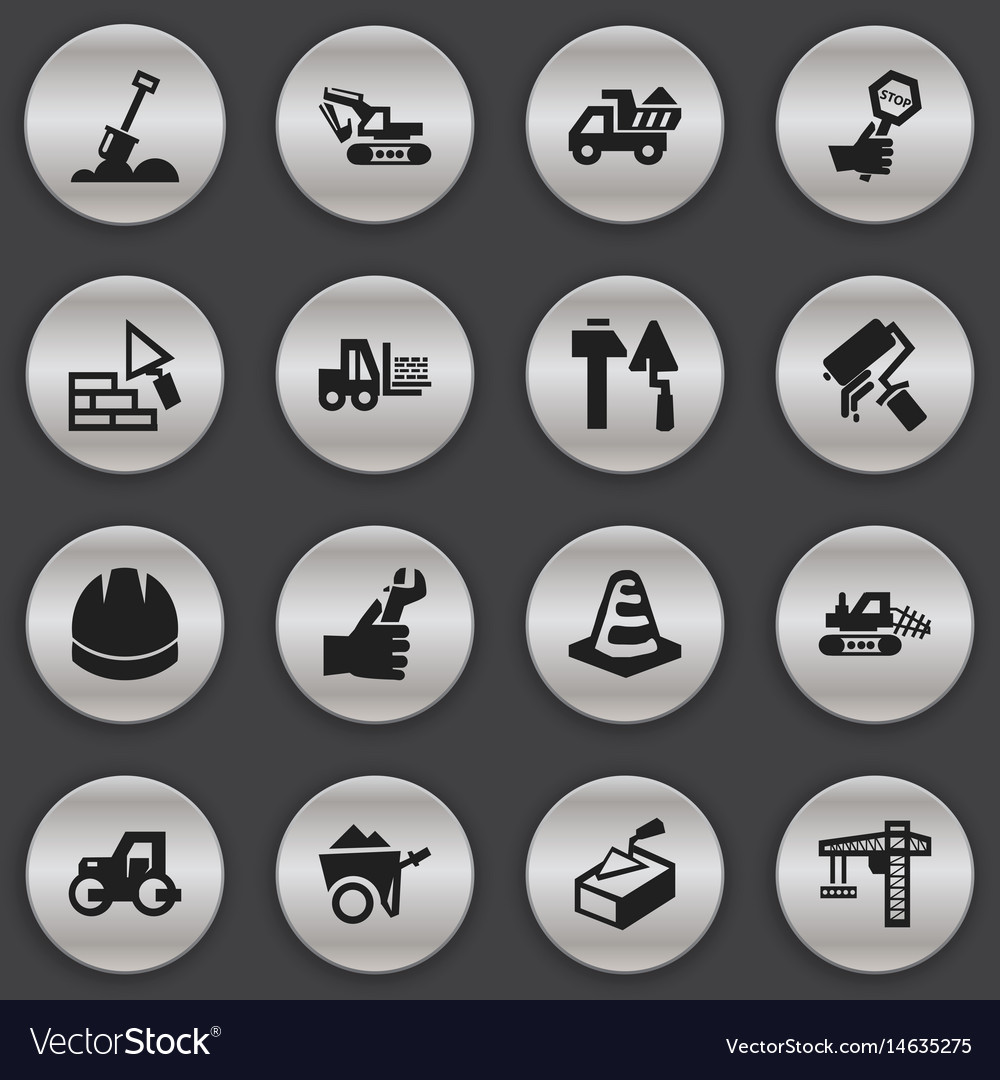 Set of 16 editable building icons includes