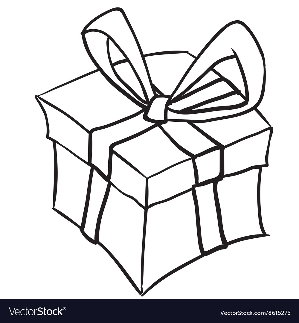 Simple black and white gift box Royalty Free Vector Image