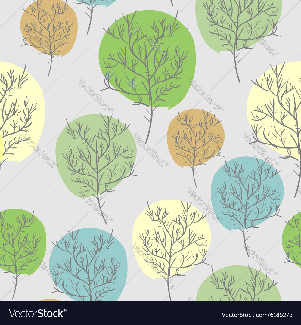 Trees seamless pattern with colored foliage