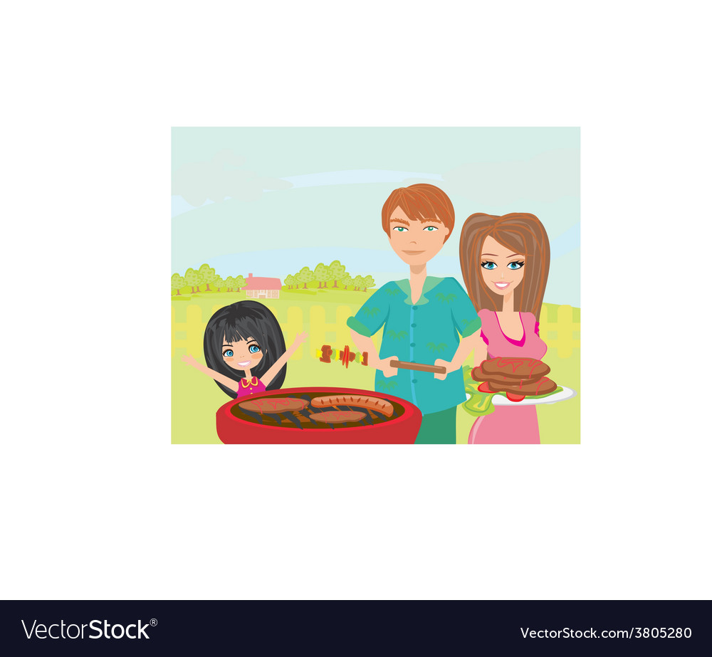 A of family having picnic in park Royalty Free Vector Image