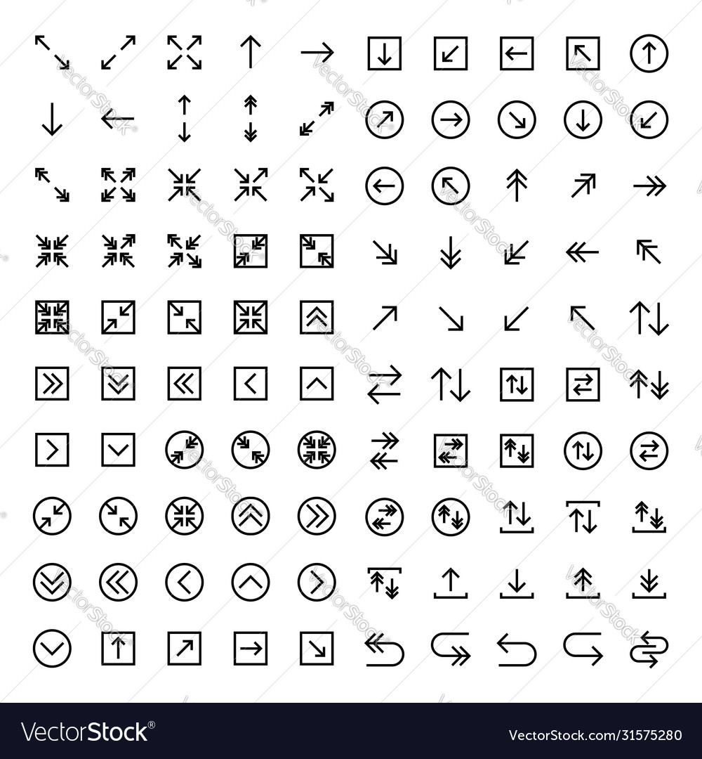 Arrow icon set include left up down expand