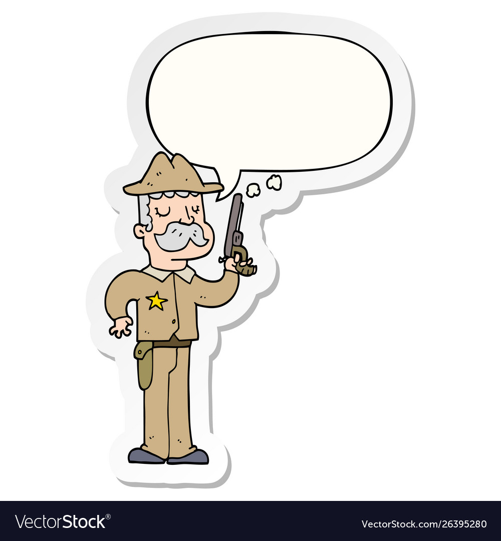 Cartoon sheriff and speech bubble sticker