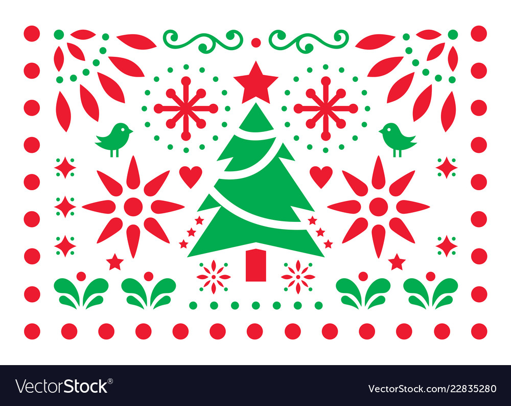 Christmas Design Mexican Folk Art Pattern Vector Image