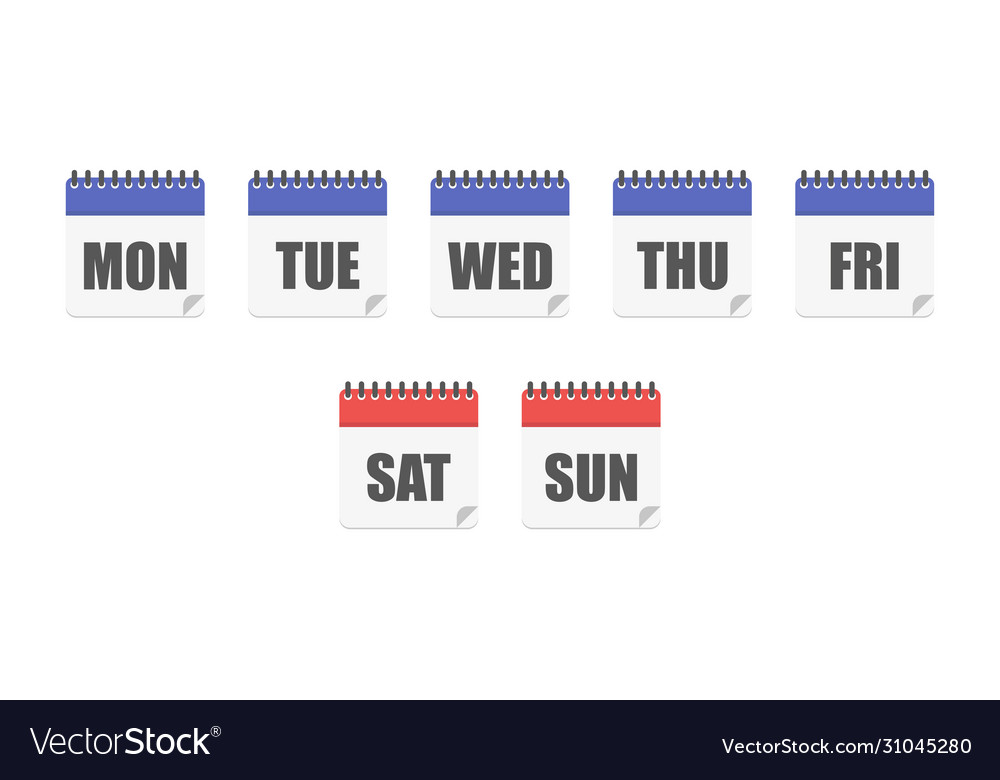 Days week calendar week calendar icon planner Vector Image