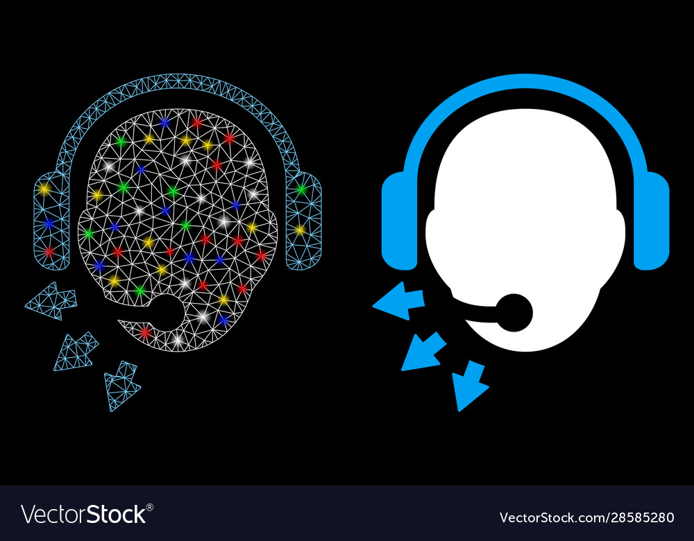 Flare mesh wire frame operator message icon vector image Flare mesh wire frame operator message icon
