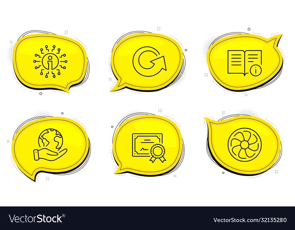 Info reload and fan engine icons set technical vector image Info reload and fan engine icons set technical