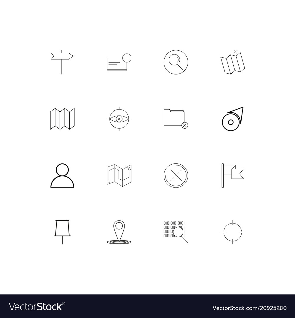 Maps and navigation linear thin icons set