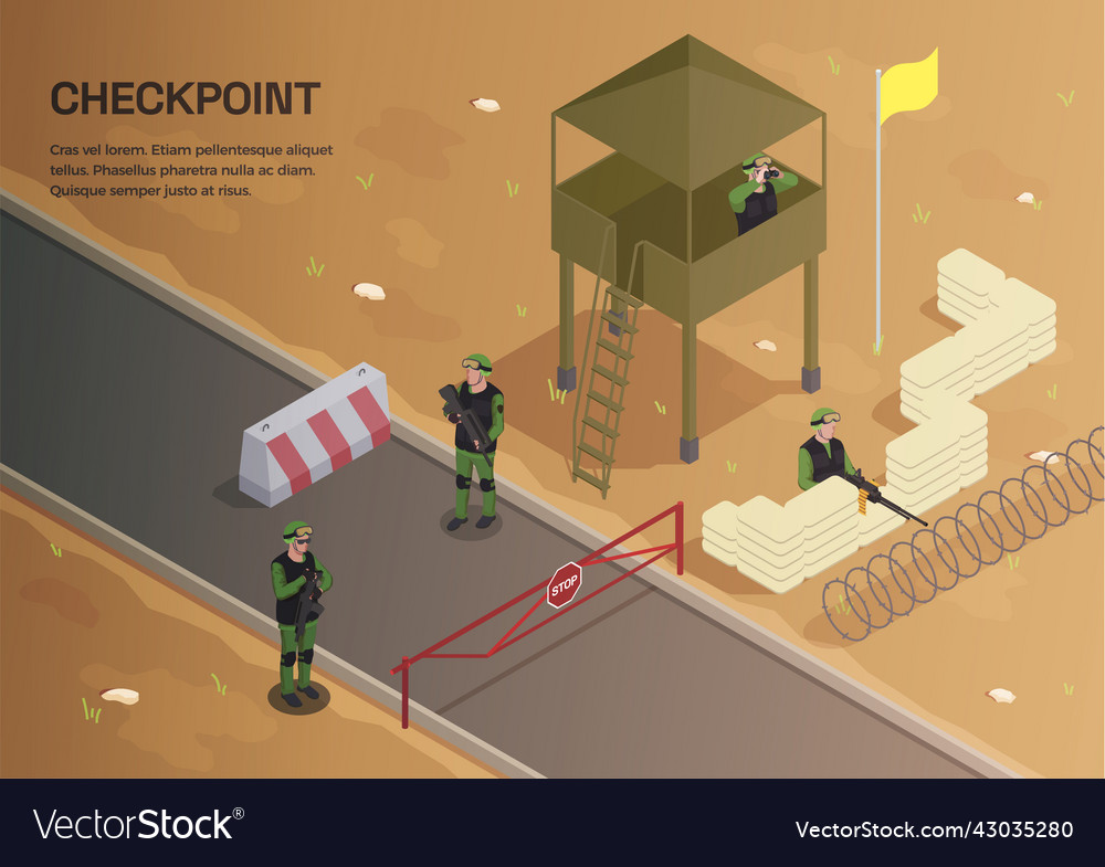 Military checkpoint outdoor background Royalty Free Vector