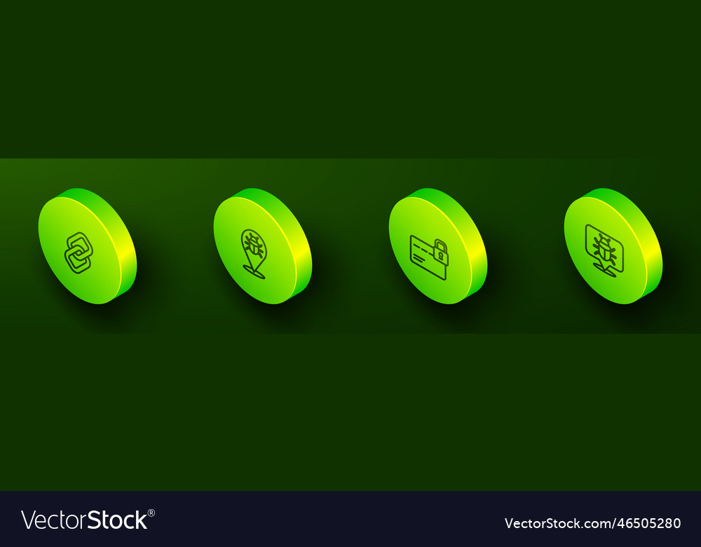 Set isometric line chain link system bug credit vector image Set isometric line chain link system bug credit