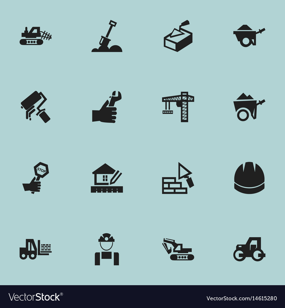 Set of 16 editable building icons includes