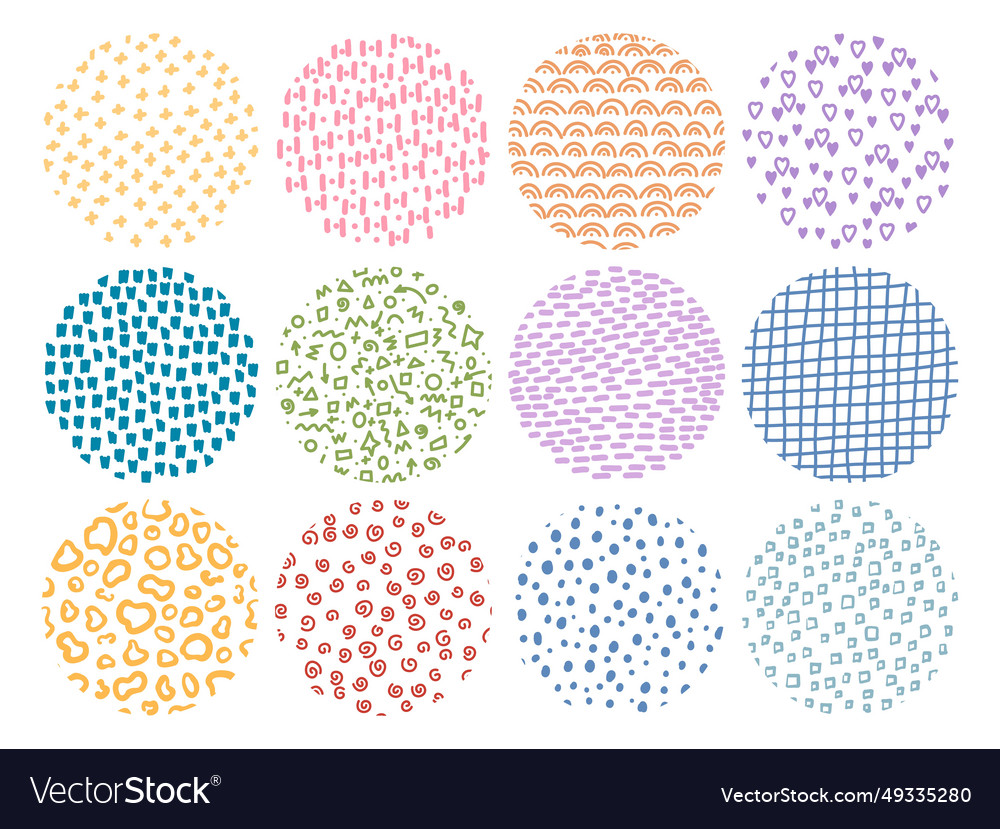 Simple doodle textures round hand drawn pattern vector image Simple doodle textures round hand drawn pattern