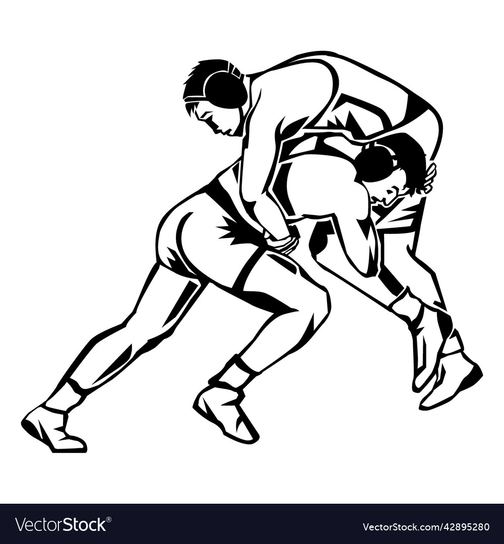 Wrestlers combat attack high quality Royalty Free Vector