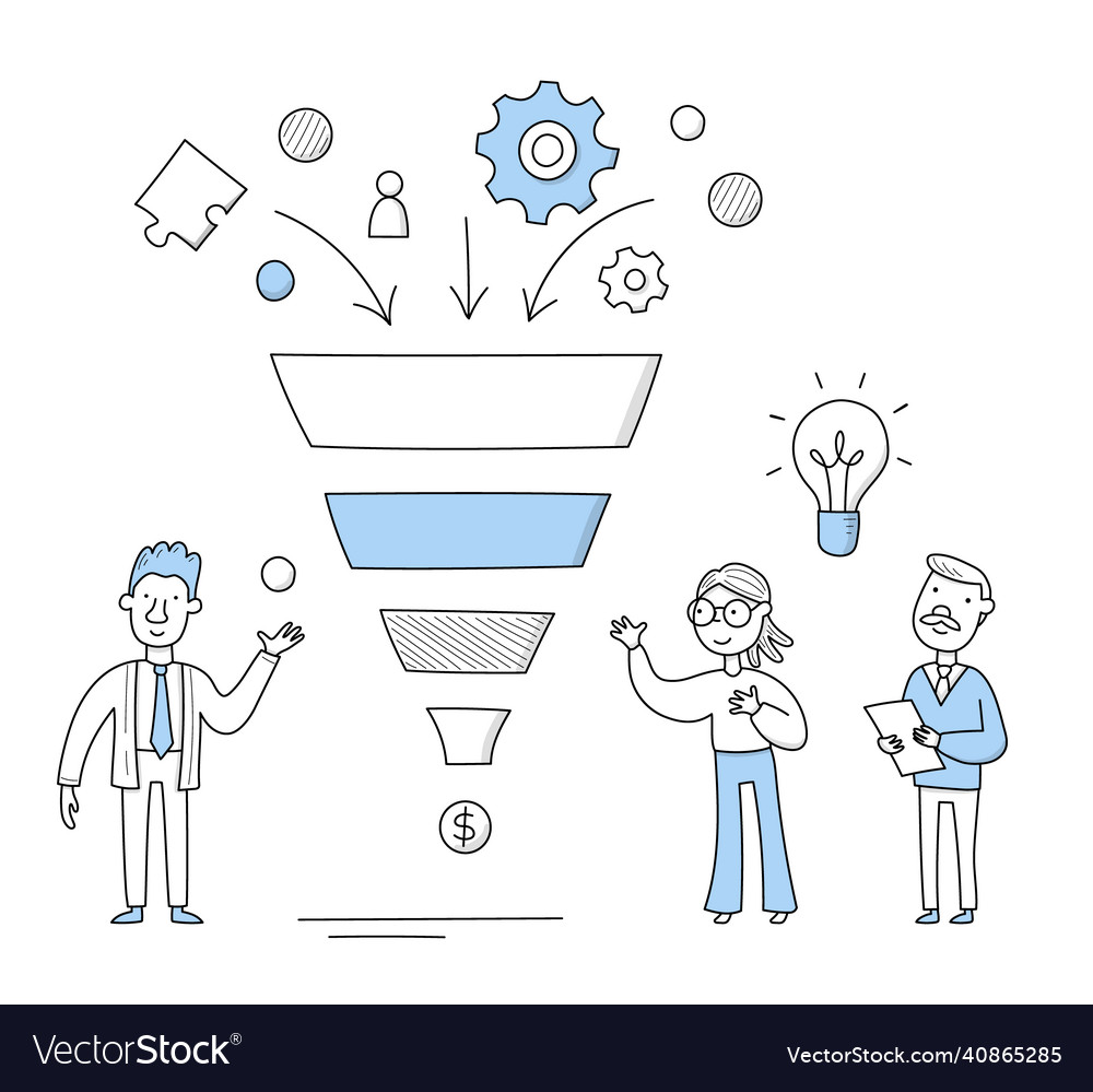 Business funnel concept people and sales funnel Vector Image