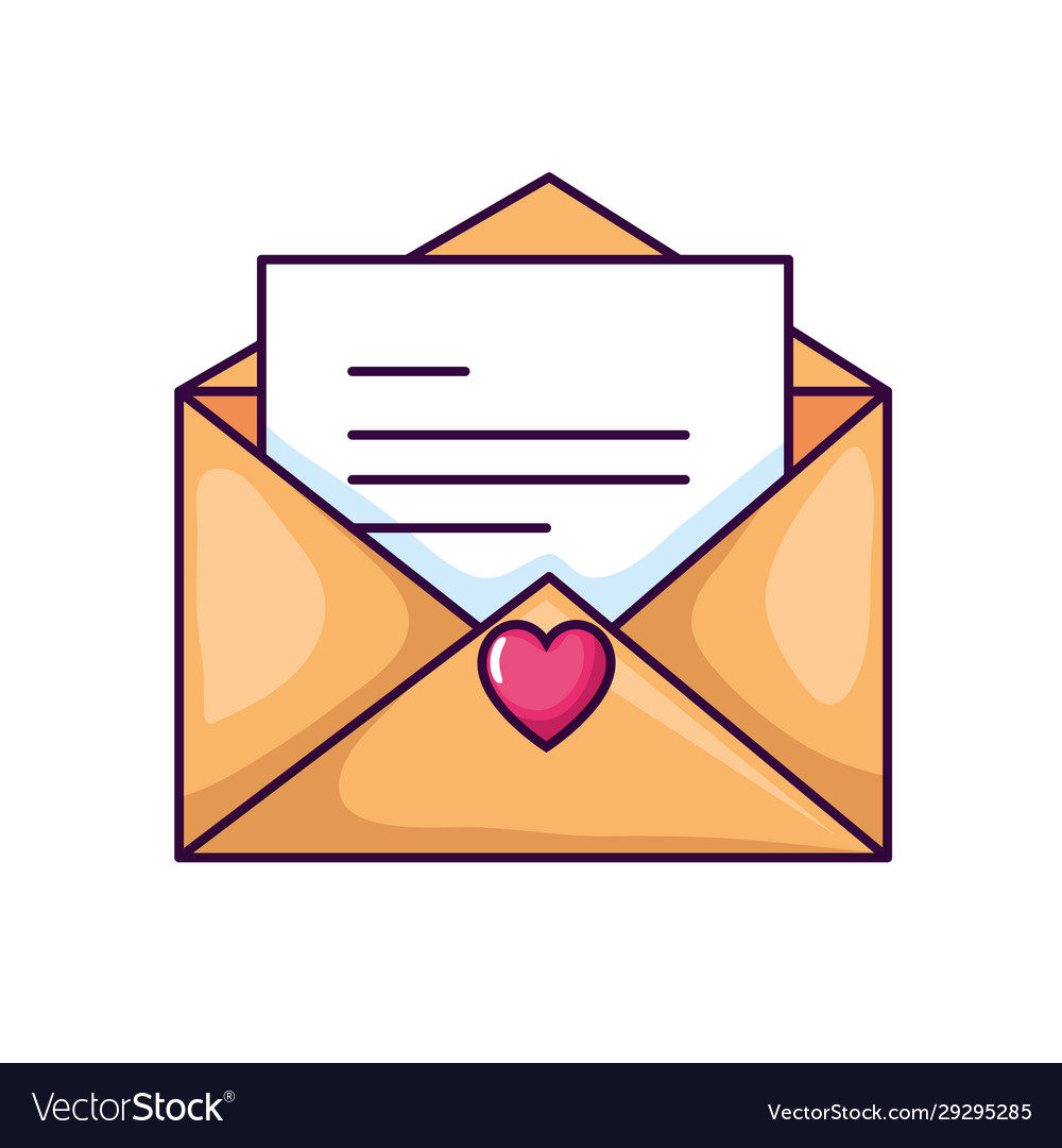 Cute Envelope Open With Card And Heart Royalty Free Vector 1033