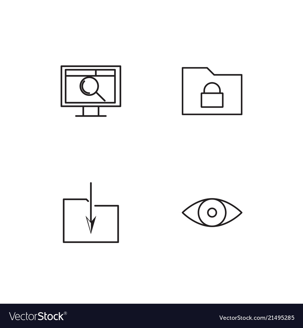 Cyber security linear icons set simple outline