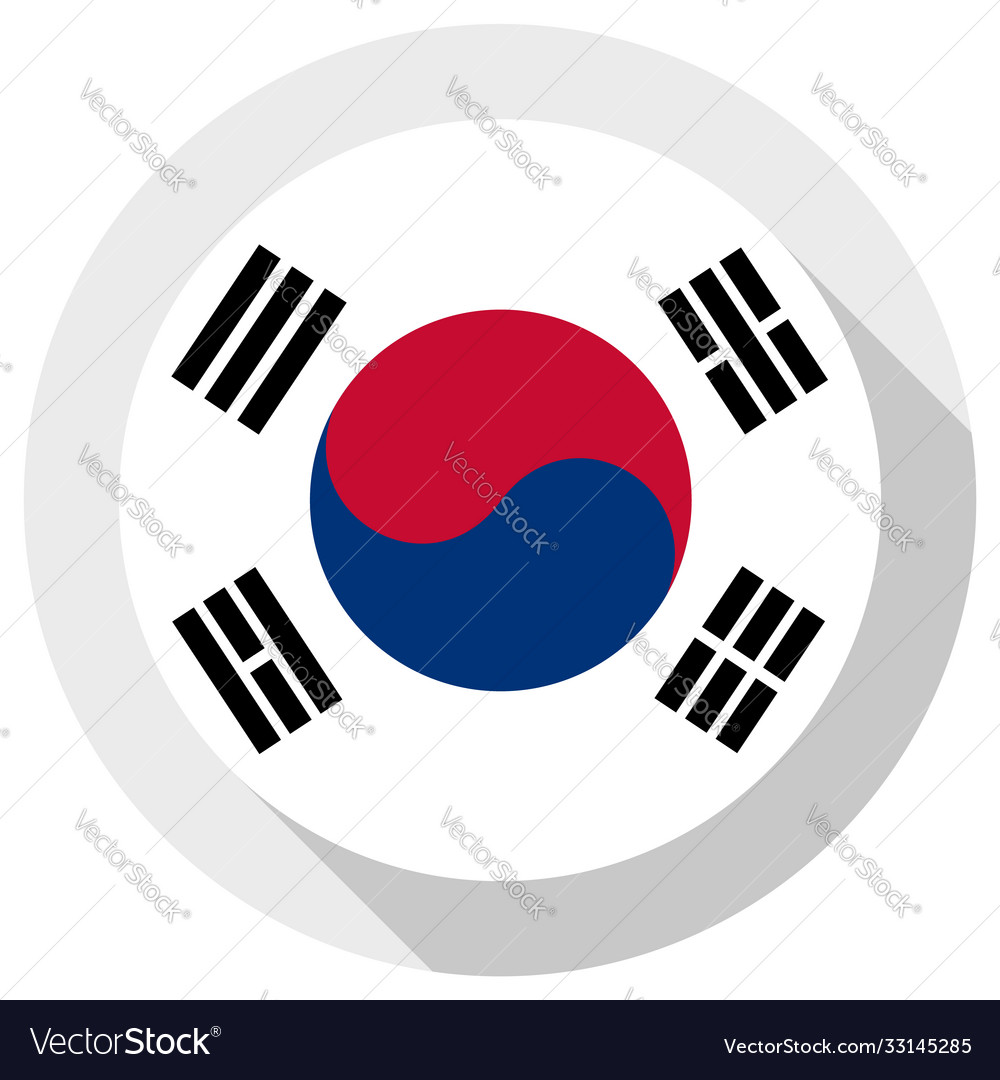 Flag south korea round shape icon on white Vector Image