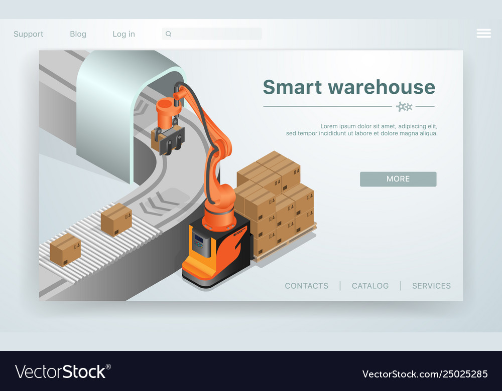 Flat Banner Smart Warehouse Automation System Vector Image