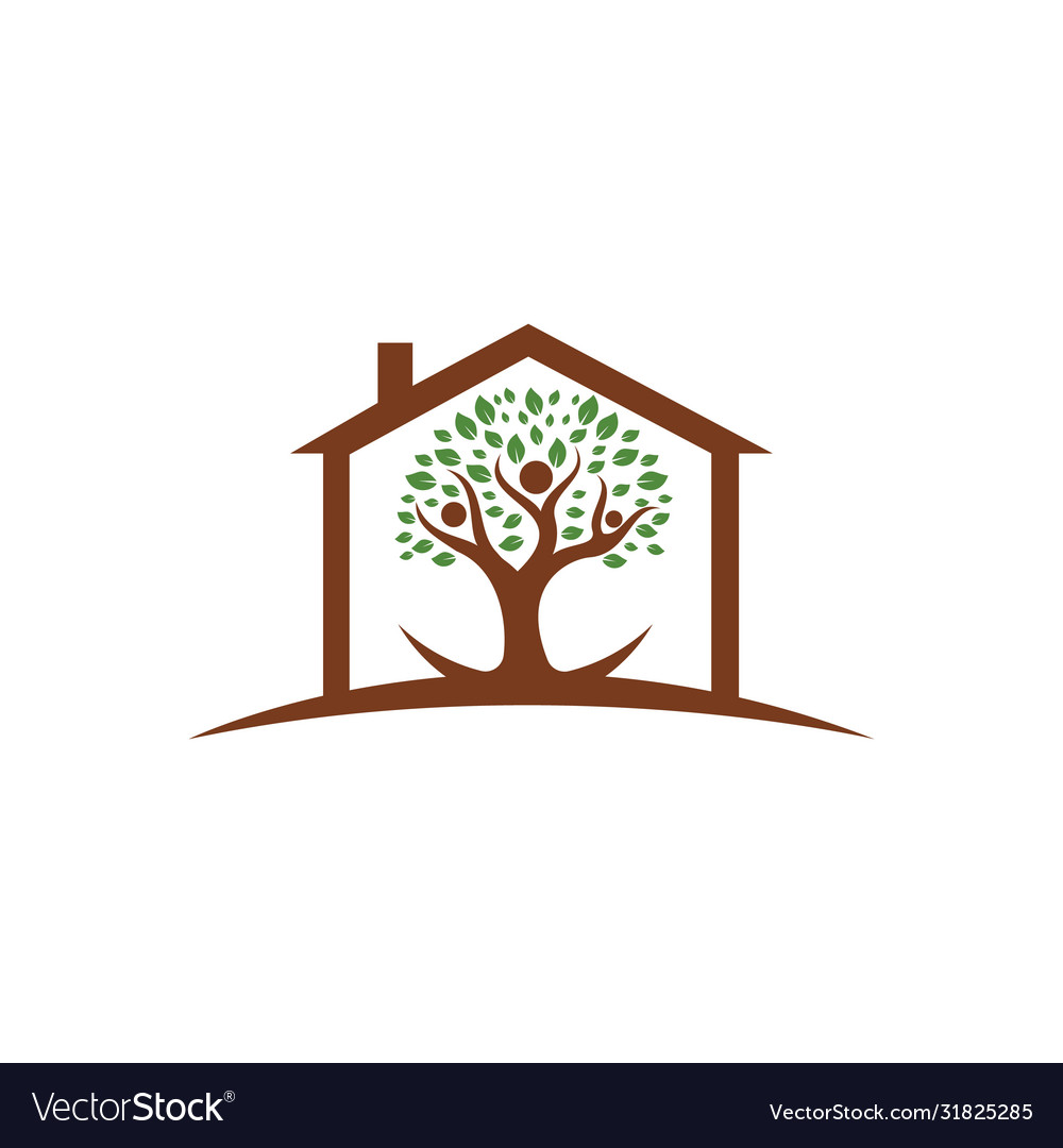 Human life logo icon people tree and house