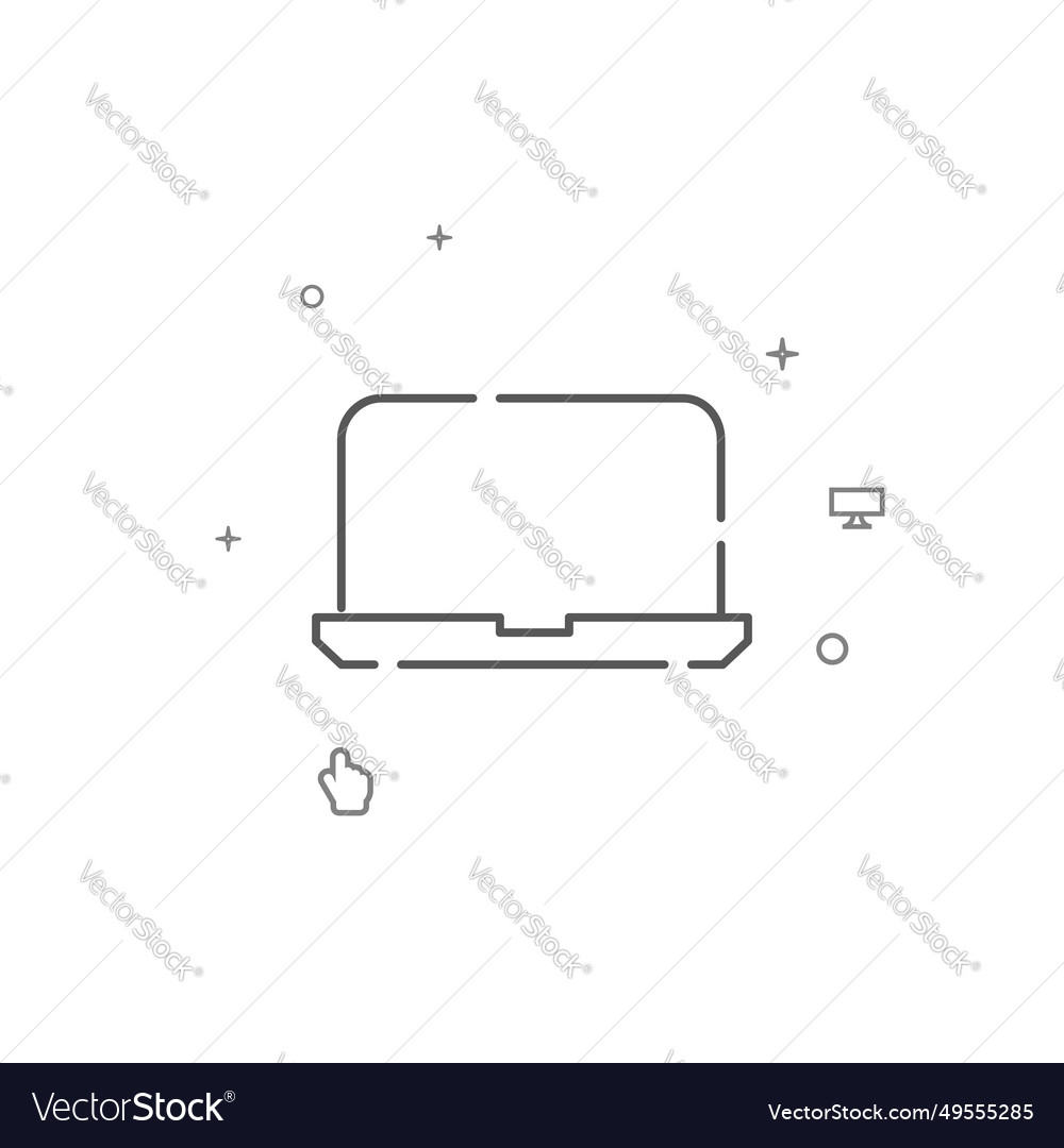 Laptop computer simple line icon symbol vector image Laptop computer simple line icon symbol