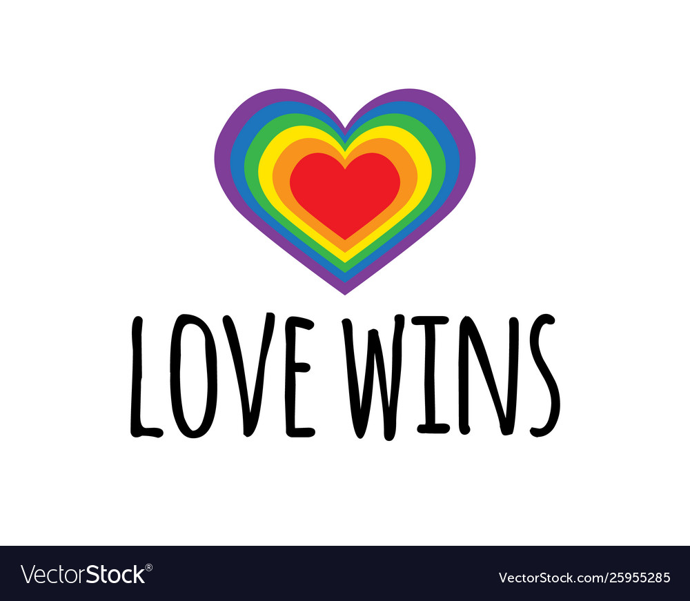 Lgbt heart poster banner with love wins