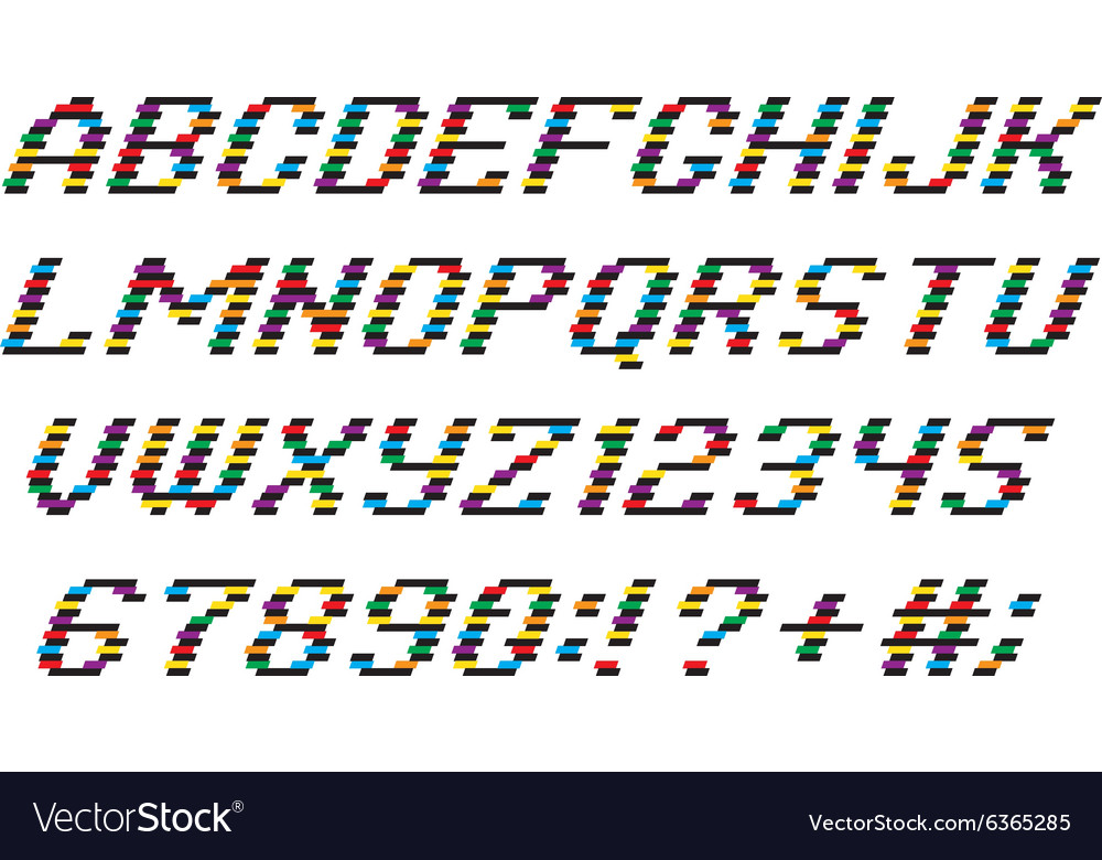 Lightbulb alphabet font and numbers