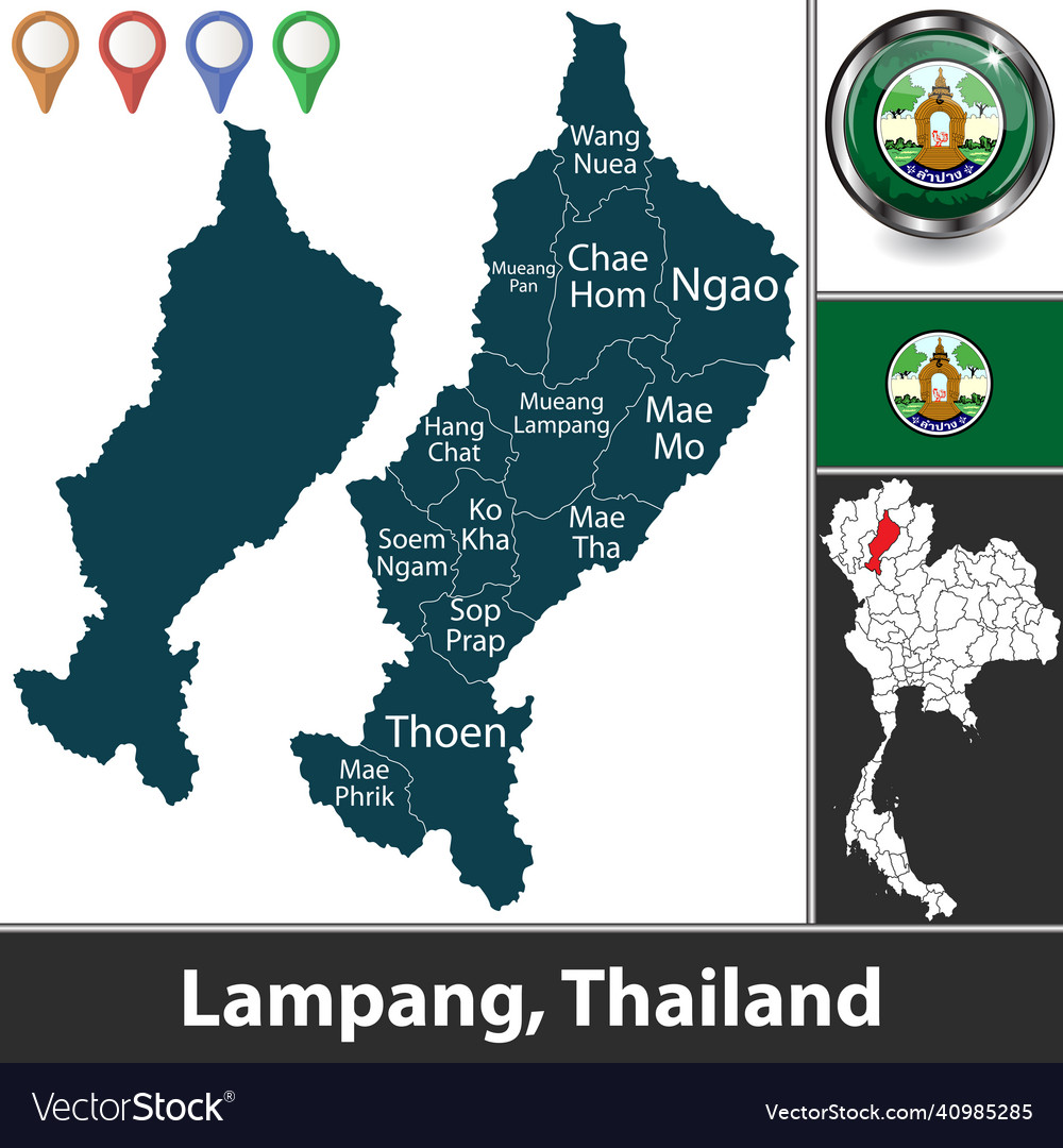 Map of lampang thailand Royalty Free Vector Image