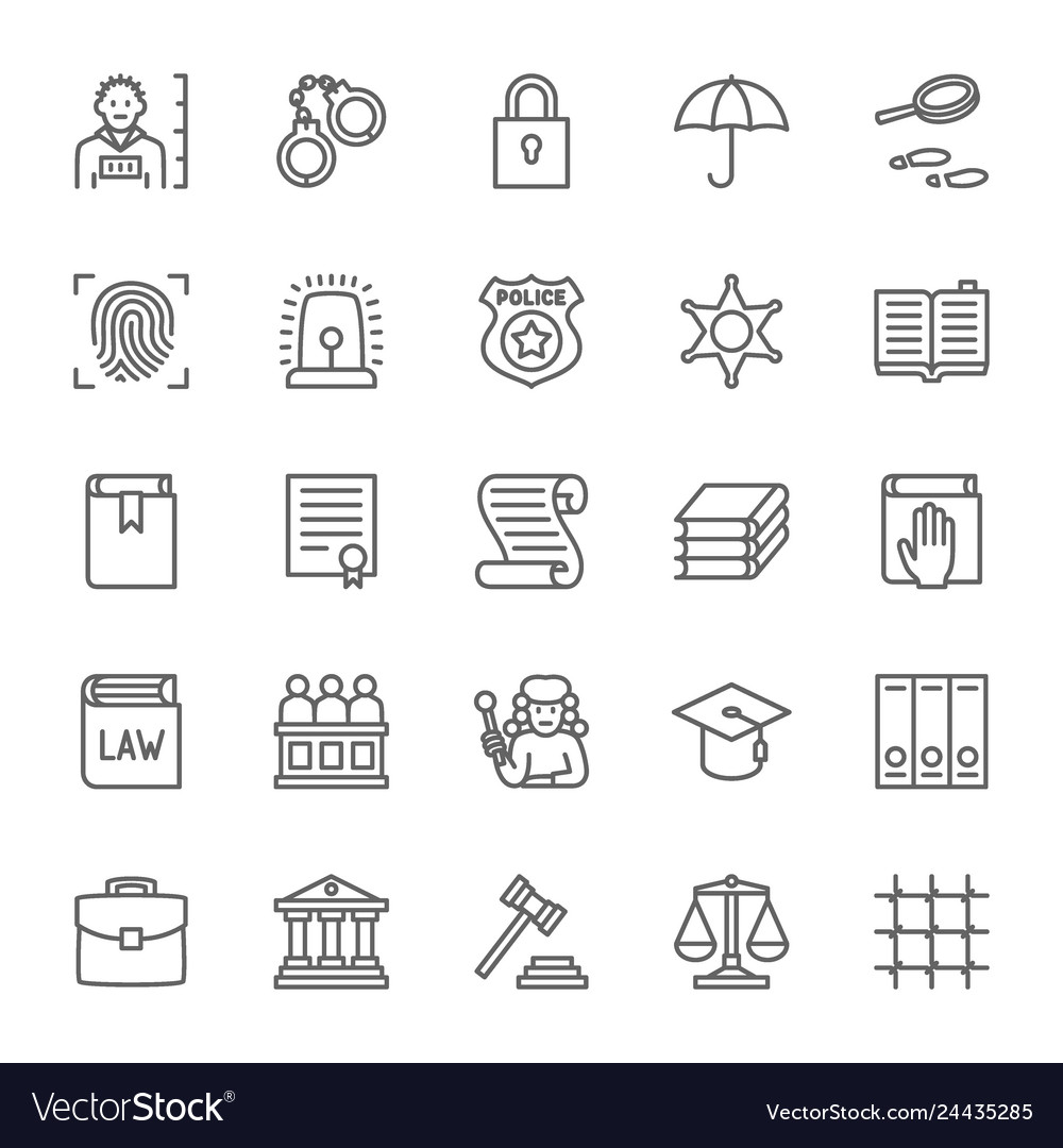 Set Of Law And Justice Line Icons Criminal Vector Image 2857