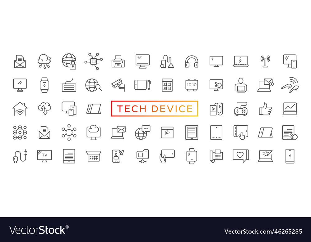 Tech device thin lines flat icon solid