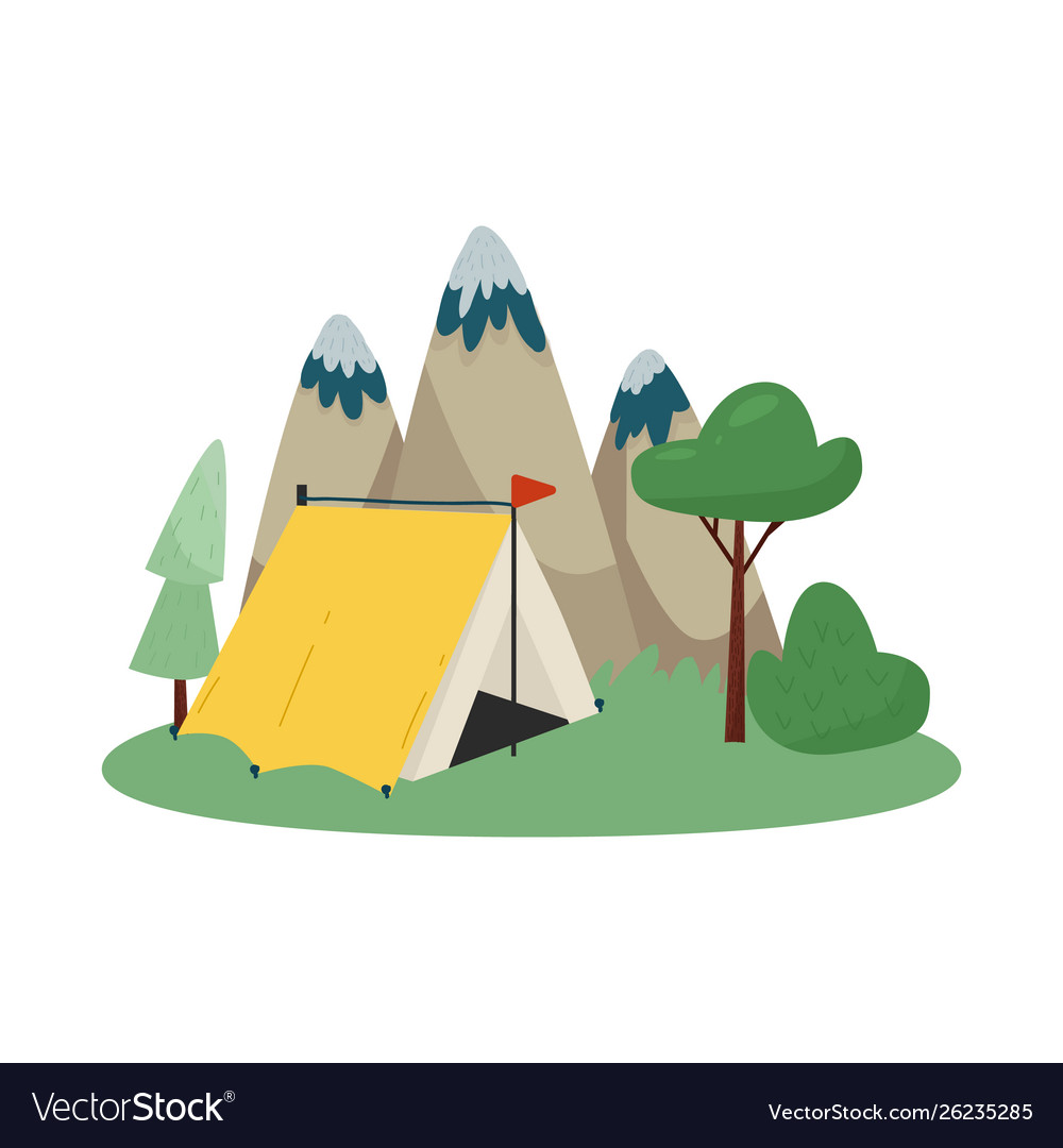 Tent and landscape sign Royalty Free Vector Image