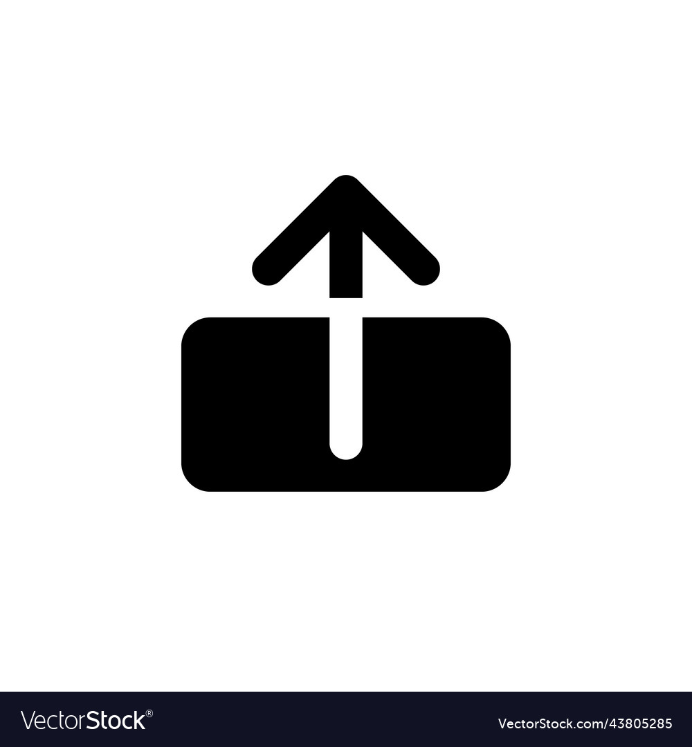 Upload file black glyph ui icon vector image Upload file black glyph ui icon