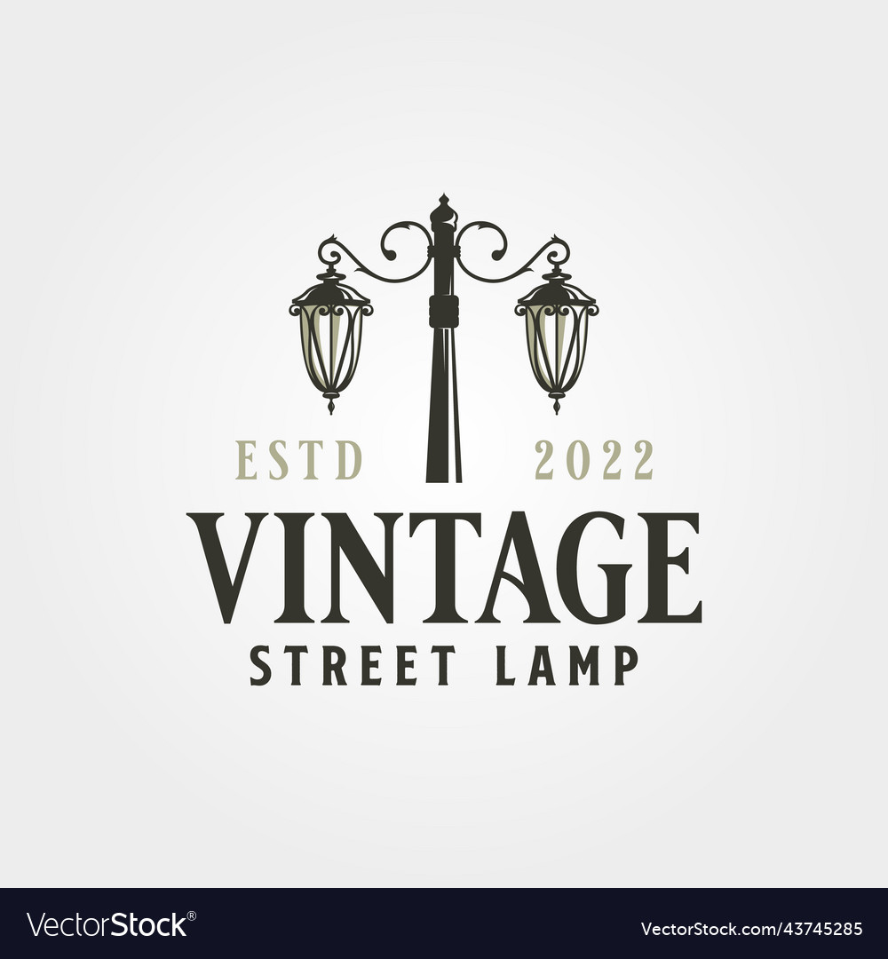 Vintage street lamp logo symbol design vector image Vintage street lamp logo symbol design