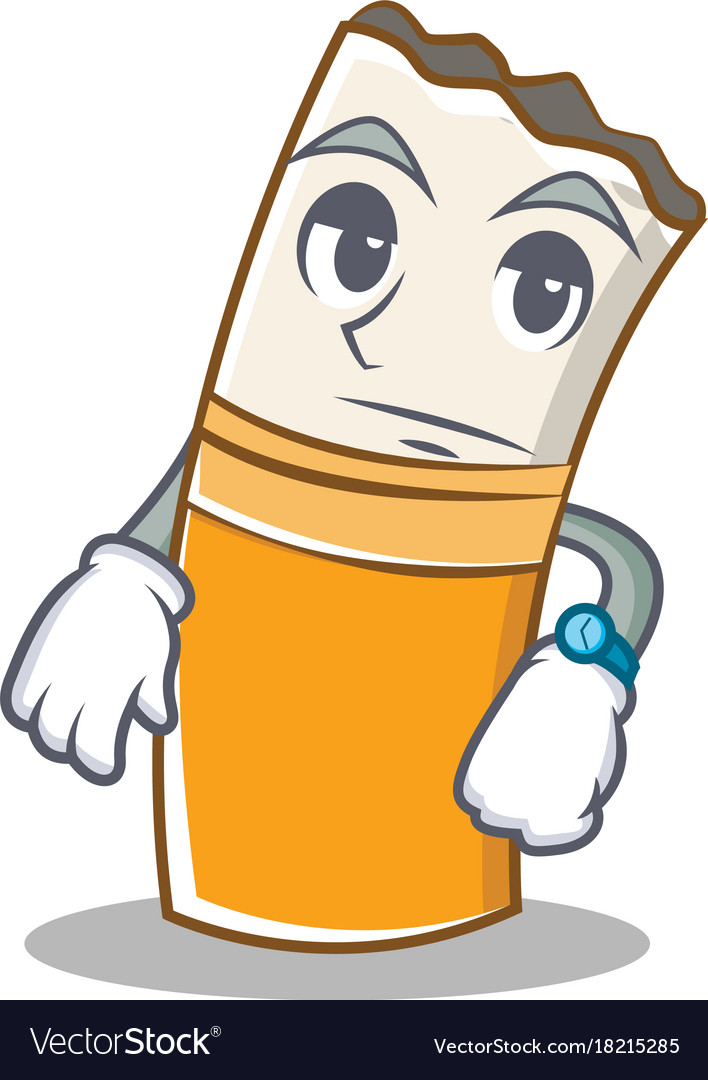 Waiting cigarette character cartoon style