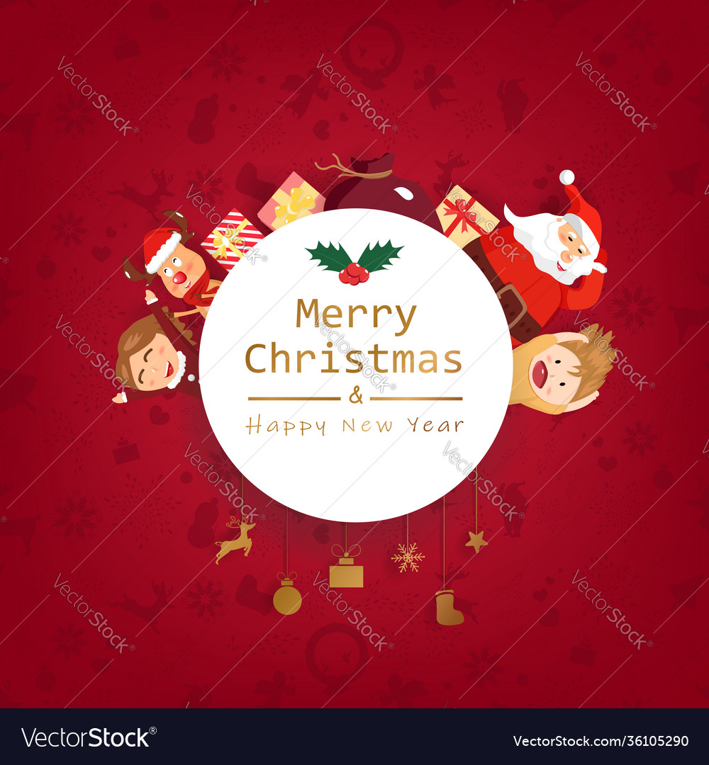 Weihnachtskarte Rundrahmen santa