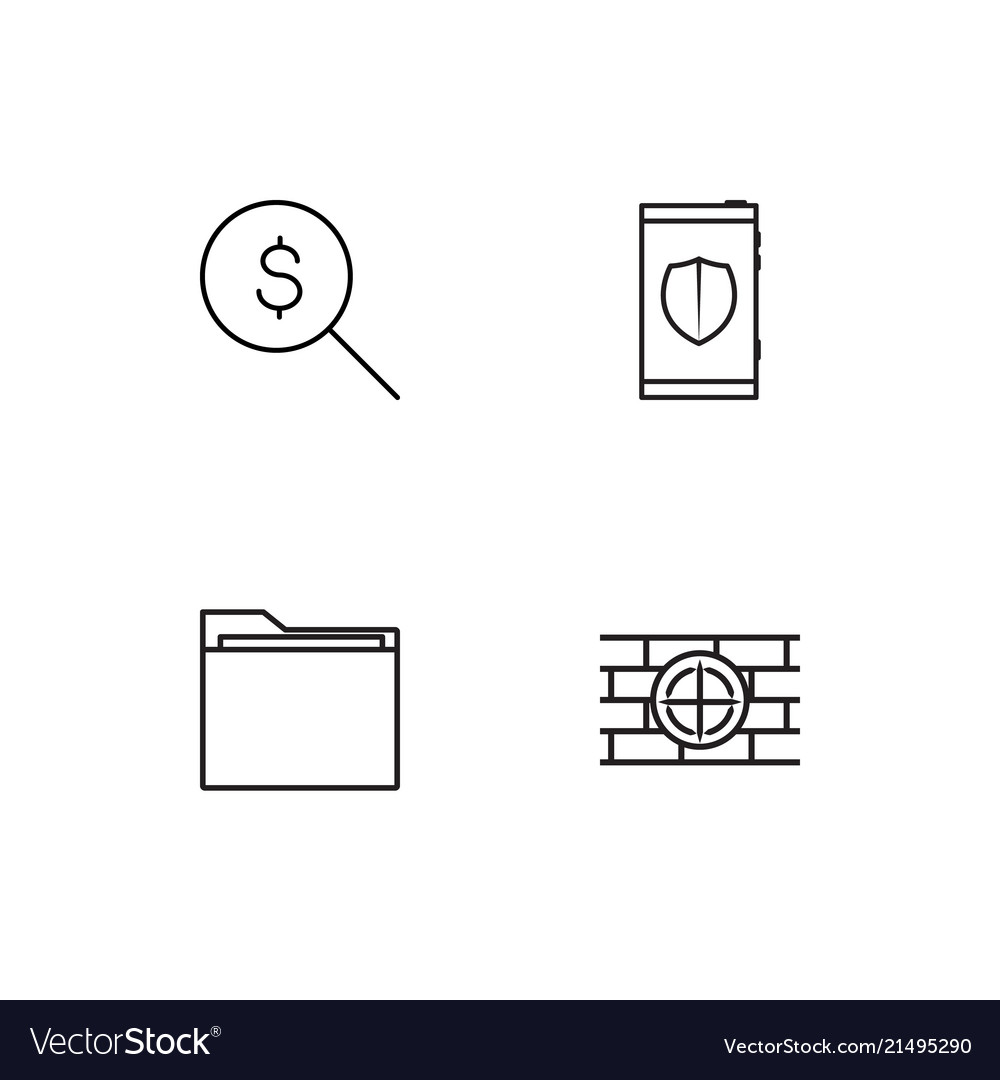 Cyber security linear icons set simple outline
