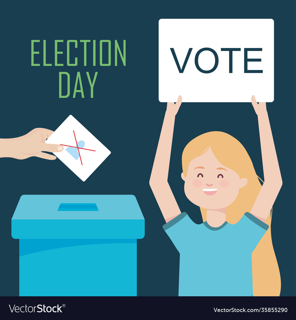 Election day design with cartoon happy woman Vector Image