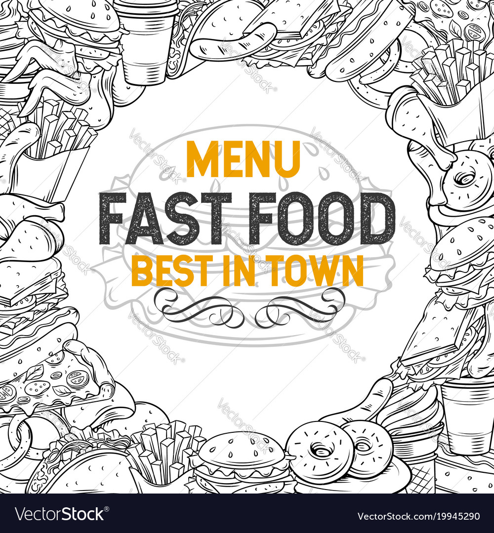 Hand drawn fast food Royalty Free Vector Image