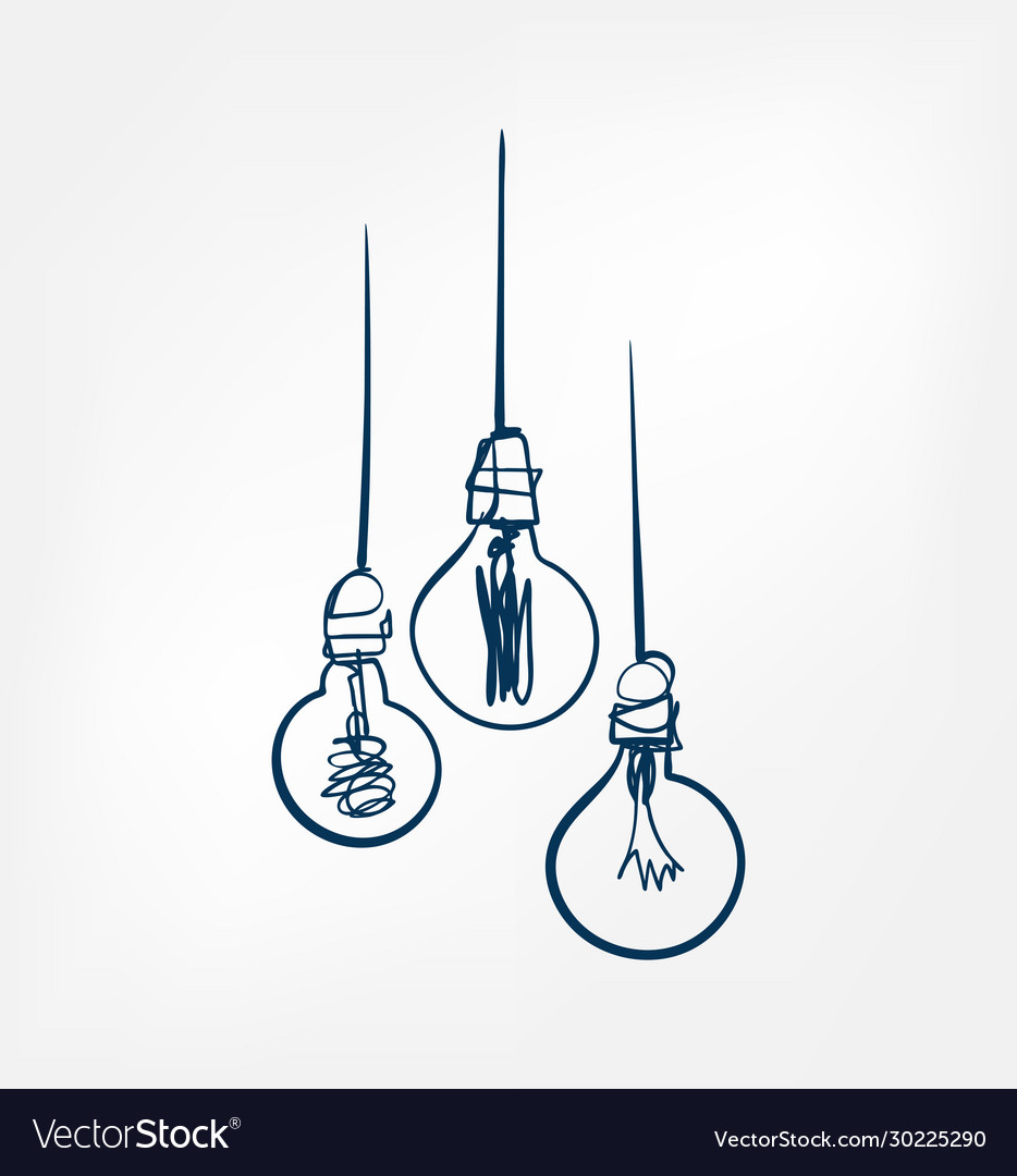 Light bulb one line design element isolated vector image Light bulb one line design element isolated